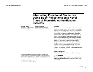 Preview of Introducing Functional Biometrics: Using Body-Reflections as a Novel Class of Biometric Authentication Systems