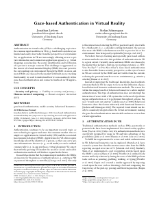 Preview of Gaze-based Authentication in Virtual Reality