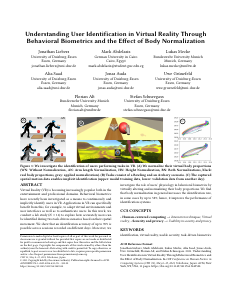Preview of Understanding User Identification in Virtual Reality Through Behavioral Biometrics and the Effect of Body Normalization