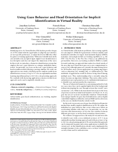 Preview of Using Gaze Behavior and Head Orientation for Implicit Identification in Virtual Reality
