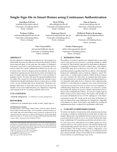 Preview of Single-Sign-On in Smart Homes using Continuous Authentication