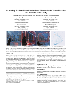 Preview of Exploring the Stability of Behavioral Biometrics in Virtual Reality in a Remote Field Study: Towards Implicit and Continuous User Identification through Body Movements