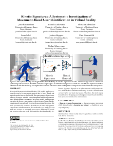 Preview of Kinetic Signatures: A Systematic Investigation of Movement-Based User Identification in Virtual Reality