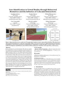 Preview of User Identification in Virtual Reality through Behavioral Biometrics and the Influence of Colocated Interactions