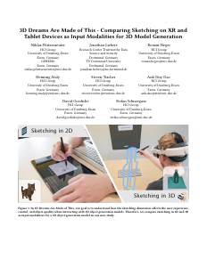 Preview of 3D Dreams Are Made of This - Comparing Sketching on XR and Tablet Devices as Input Modalities for 3D Model Generation